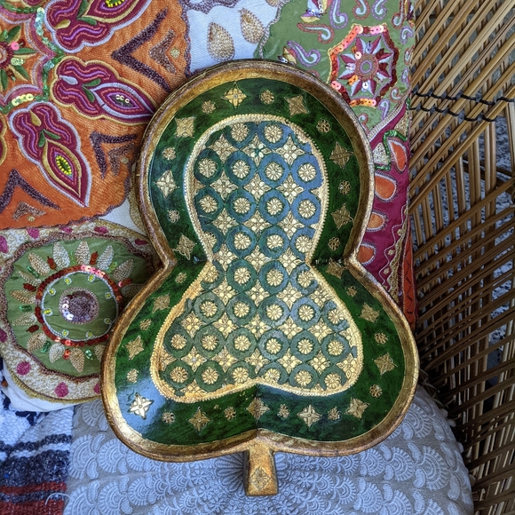 Vintage Florentine Tray Eclectic Home Decor Clover Shape Vanity Coffee Table